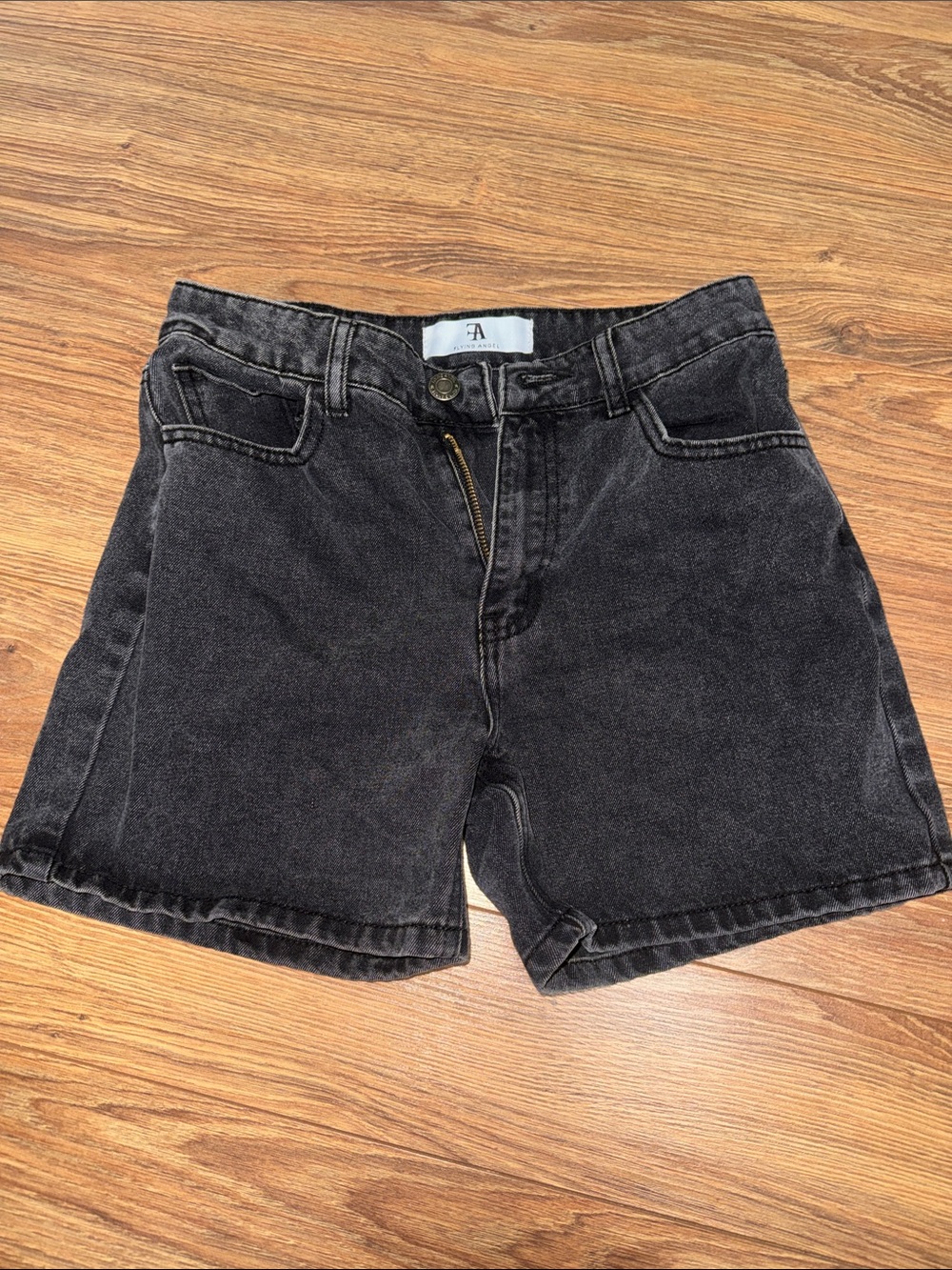 Washed Black High-Rise Denim Shorts